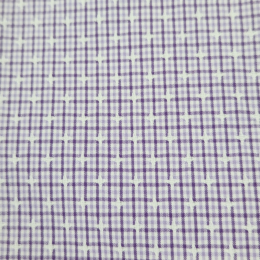 David Donahue Mens Trim Fit Dress Shirt Purple Micro Check 16.5 36/37 Cotton - Picture 4 of 7